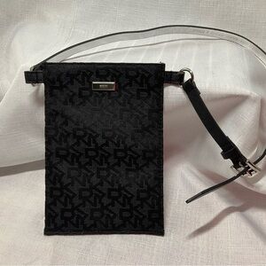 DKNY Black Logo Pattern Belt Pouch